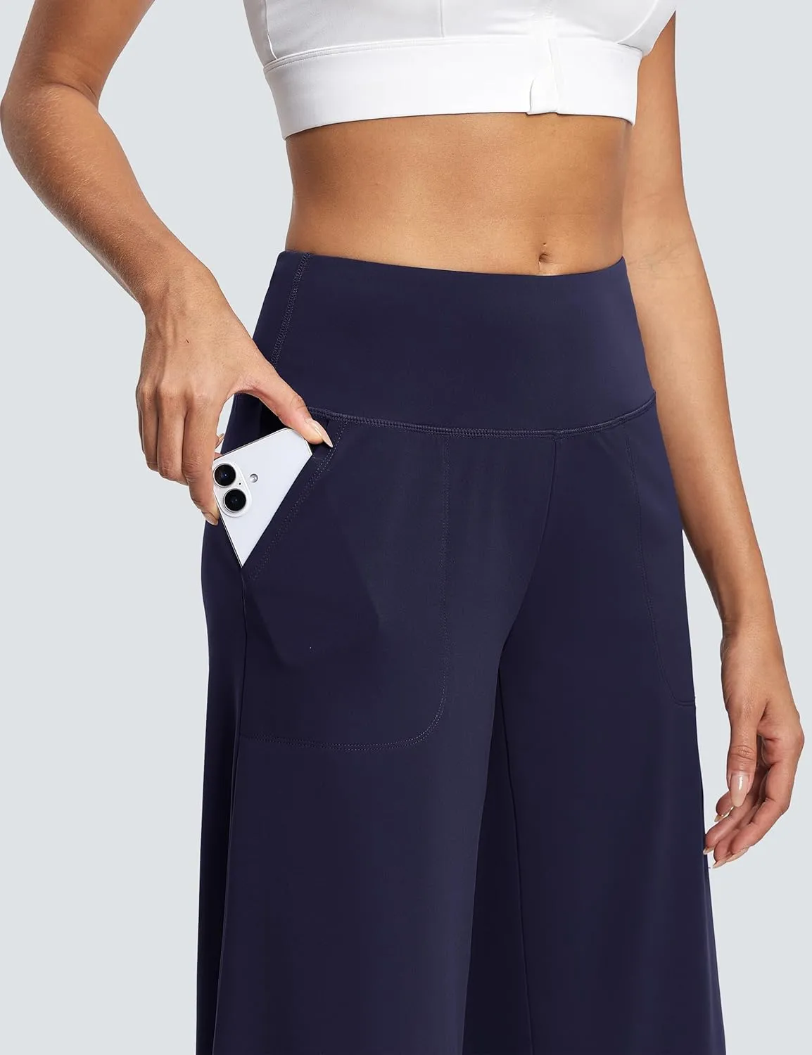 Women's Wide Leg Yoga Capris High Waist Loose Fit Dress Pants with Pockets Casual Lounge Capri Pants for Women