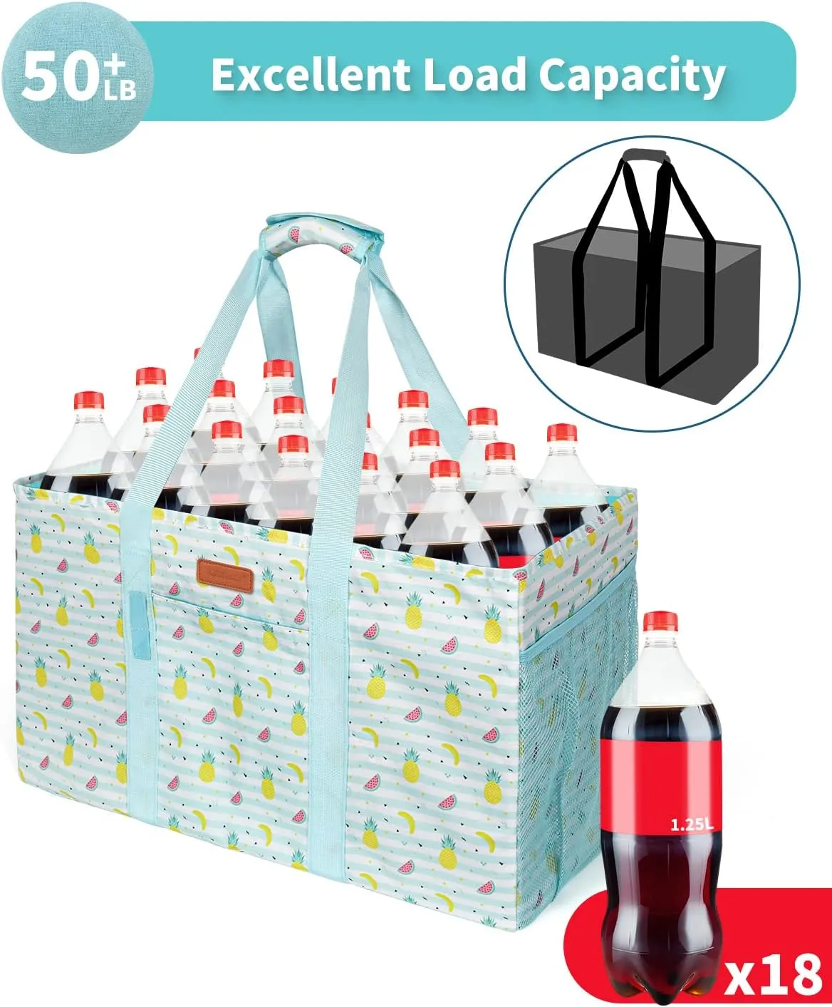 WONDAY Beach Tote,Utility Tote, Extra Large Utility Tote Bag, Reusable Grocery Bags Foldable, Large Tote Bag With Handles Shopping Bags for Beach, Groceries, Picnic, Laundry