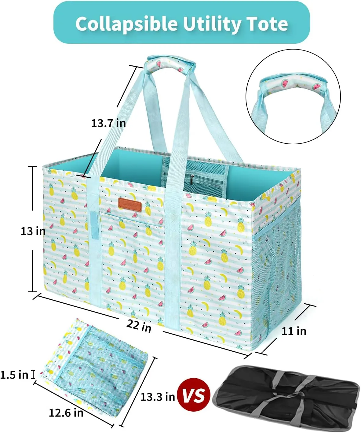 WONDAY Beach Tote,Utility Tote, Extra Large Utility Tote Bag, Reusable Grocery Bags Foldable, Large Tote Bag With Handles Shopping Bags for Beach, Groceries, Picnic, Laundry
