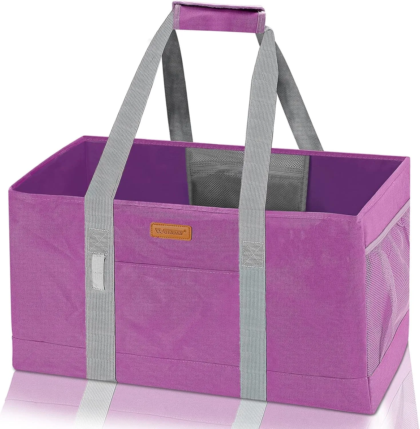 WONDAY Reusable Grocery Bags, Extra Large Utility Tote Bag for Women, Foldable Large Tote Bag Shopping Bags for Groceries, Storage, Picnic, Beach, Pool (RoseRed)