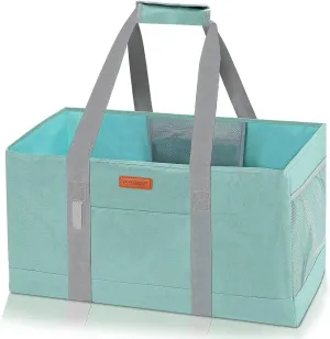 WONDAY Utility Tote, Extra Large Utility Tote Bag, Reusable Grocery Bags Foldable, Large Tote Bag With Handles Shopping Bags for Groceries, Picnic, Beach, Laundry (Green)
