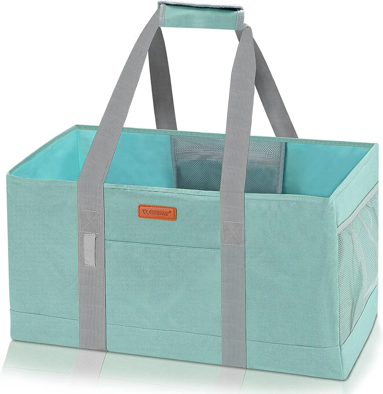 WONDAY Utility Tote, Extra Large Utility Tote Bag, Reusable Grocery Bags Foldable, Large Tote Bag With Handles Shopping Bags for Groceries, Picnic, Beach, Laundry (Green)