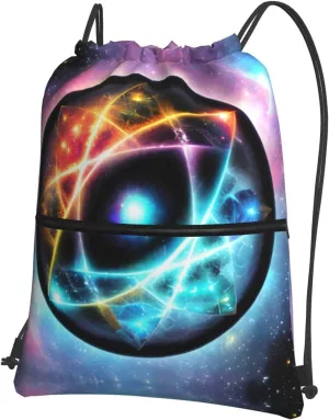 Wonderful Universe Print Drawstring Backpack â€“ Adjustable Lightweight Gym Bag for Sports, Yoga, Travel, and Hiking