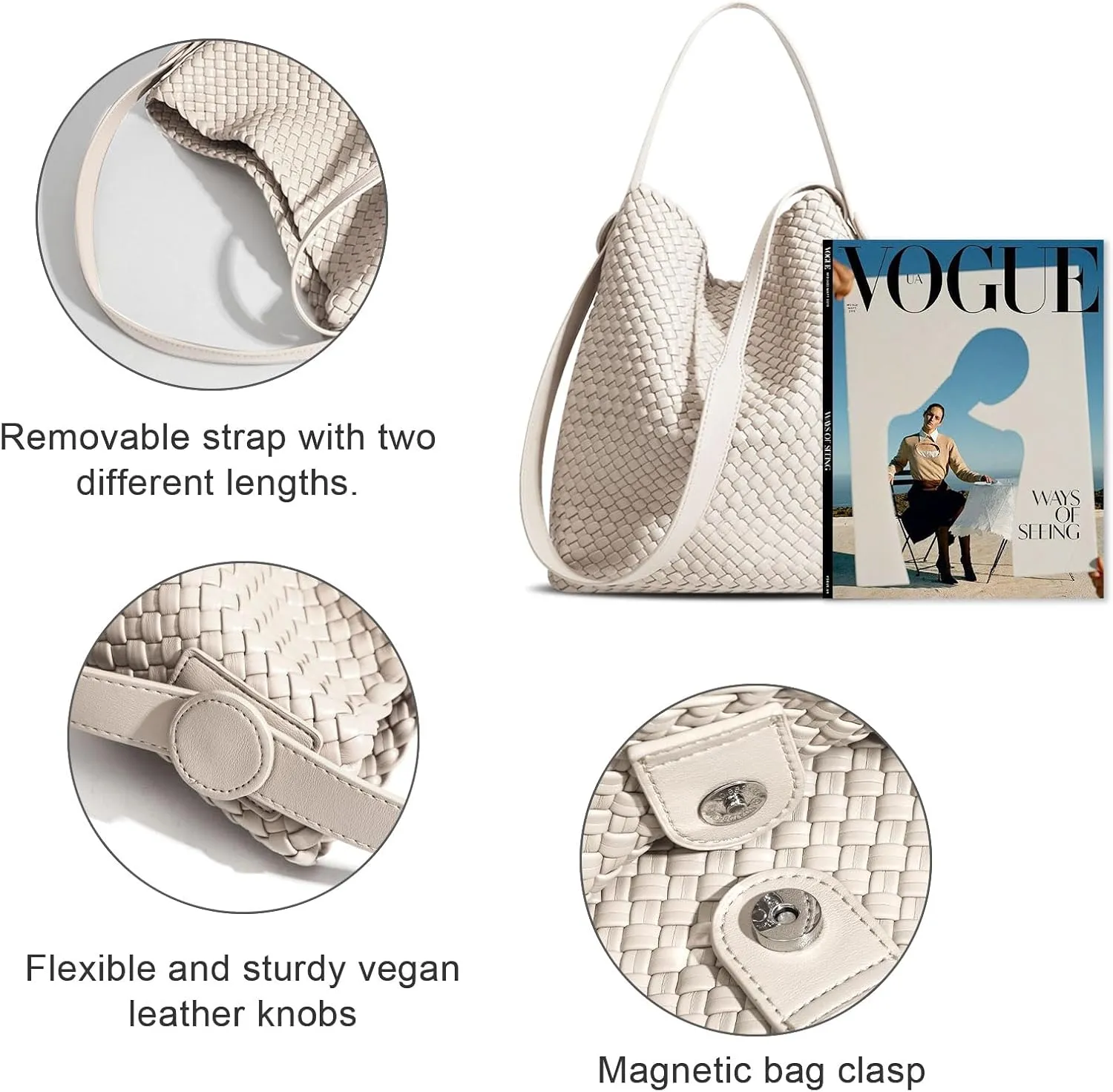 Woven Leather Tote Bag for Women Large Woven purses shoulder bag Fashion Shopping Travel Handbags