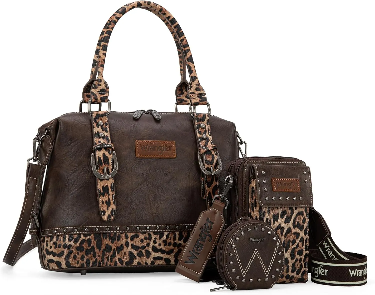 Wrangler 3Pcs Doctor Bag Sets for Women Top-handle Satchel Bag with Cell Phone Handbag and Coin Purse