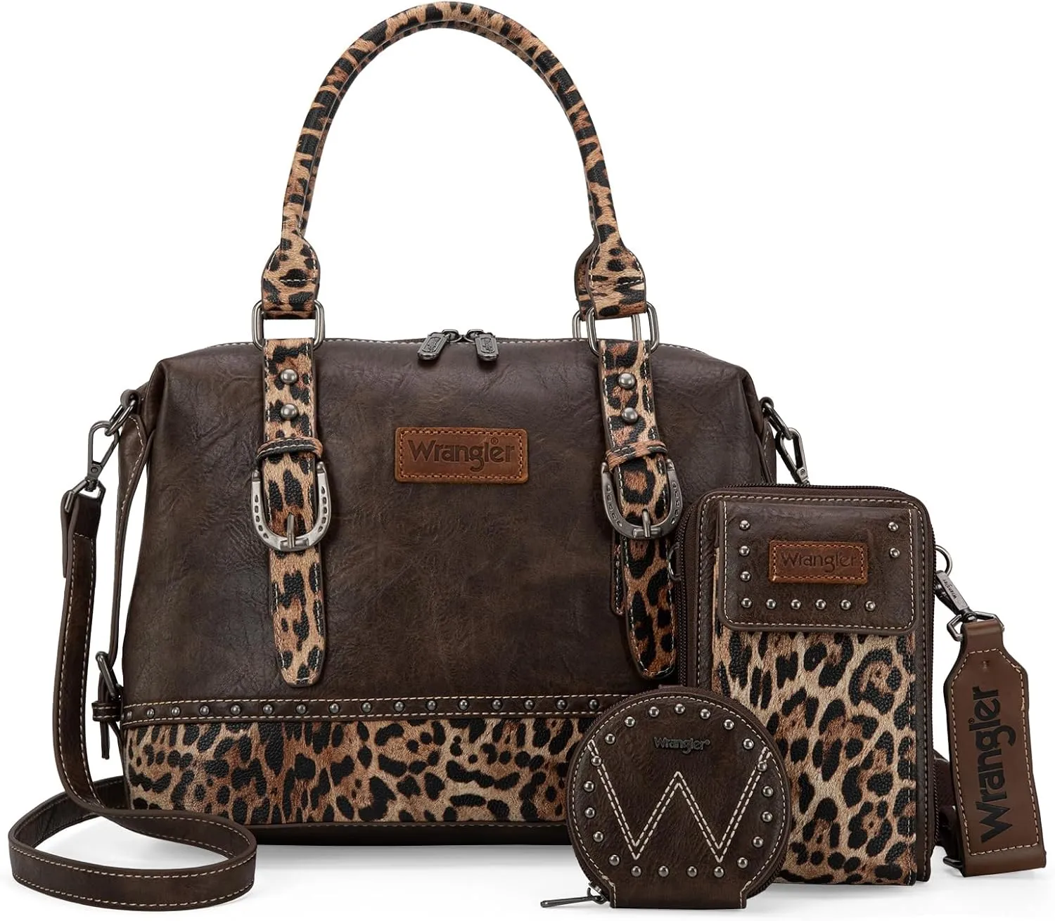 Wrangler 3Pcs Doctor Bag Sets for Women Top-handle Satchel Bag with Cell Phone Handbag and Coin Purse