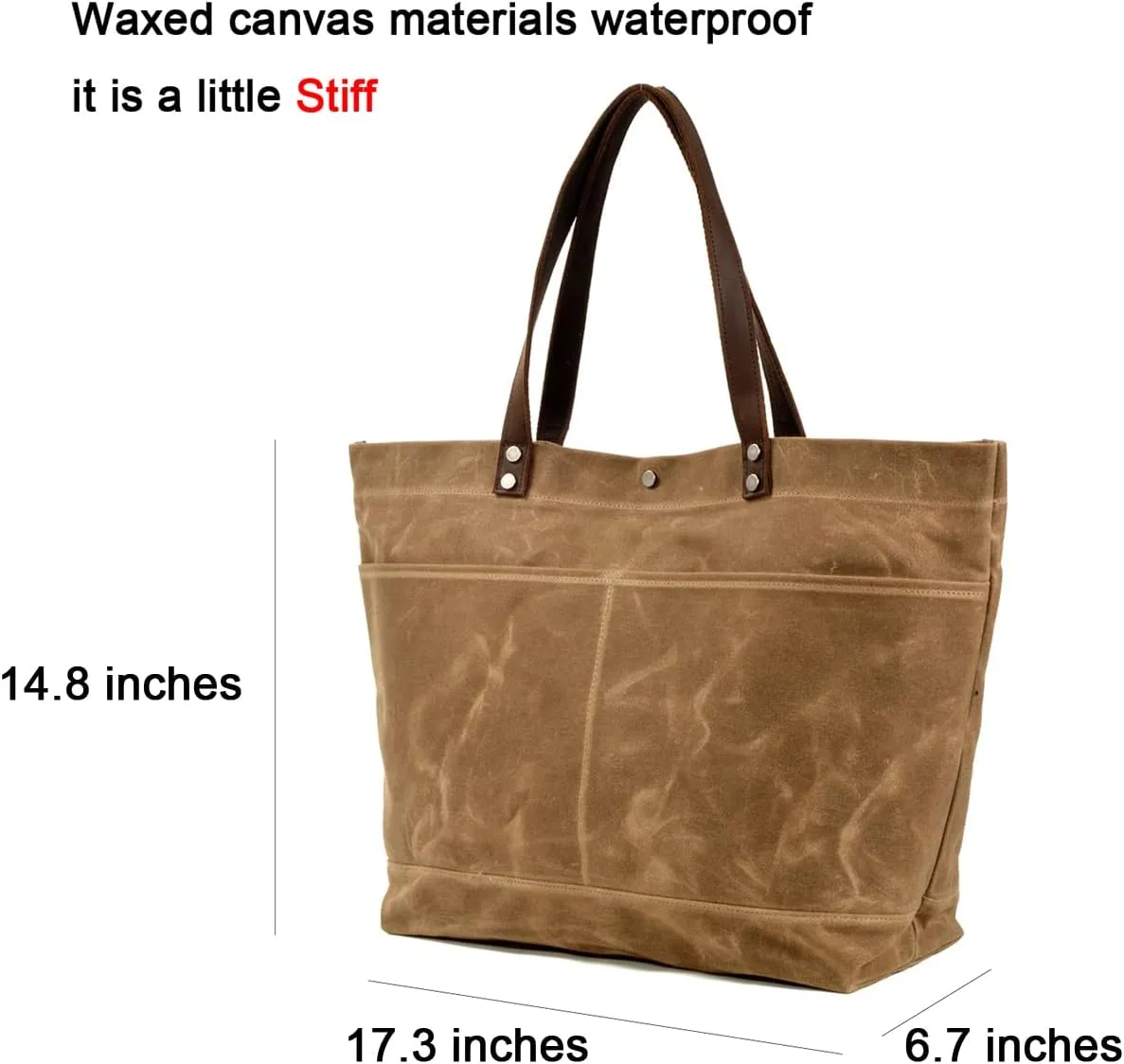 WUDON Waxed Canvas Travel Tote Bag - Extra Large Carryall Shoulder Bag for Women
