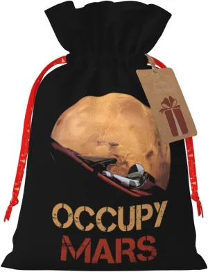 WZARILNEX Occupy Mars Drawstring Gift Bag Santa Gift Bag Christmas Gift