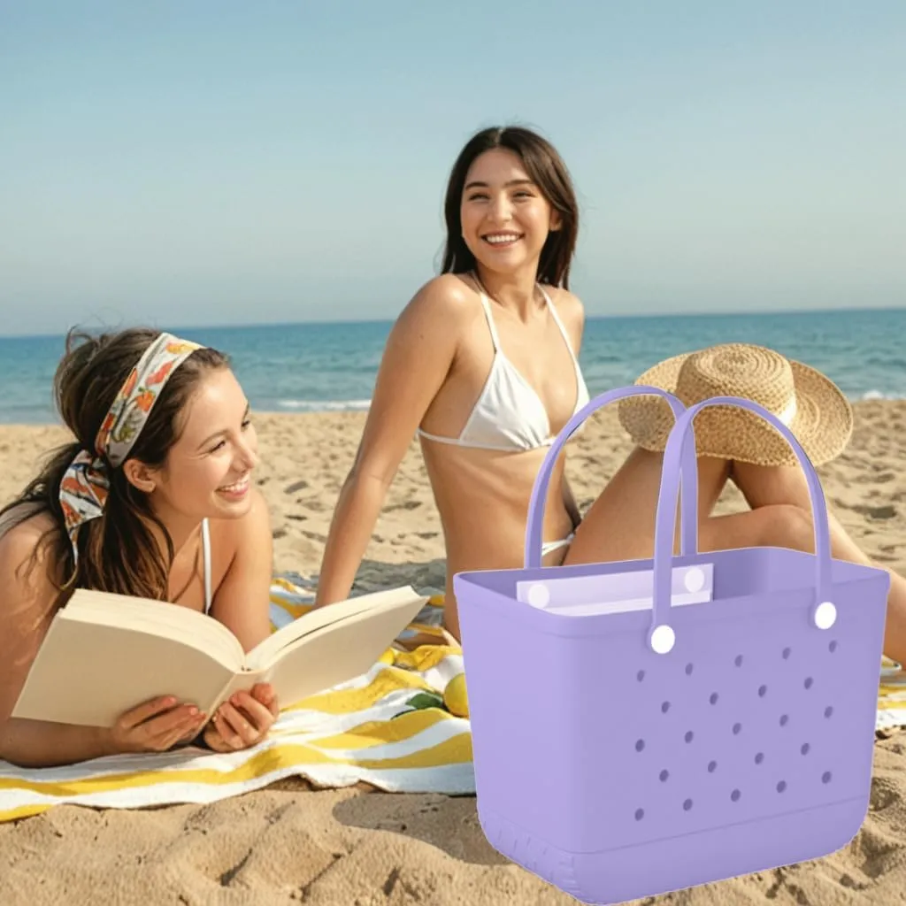 X-Large Rubber Beach Bag Tote Waterproof Tote Bag with Zipper Pocket Modern Travel Tote Bag Sports Beach