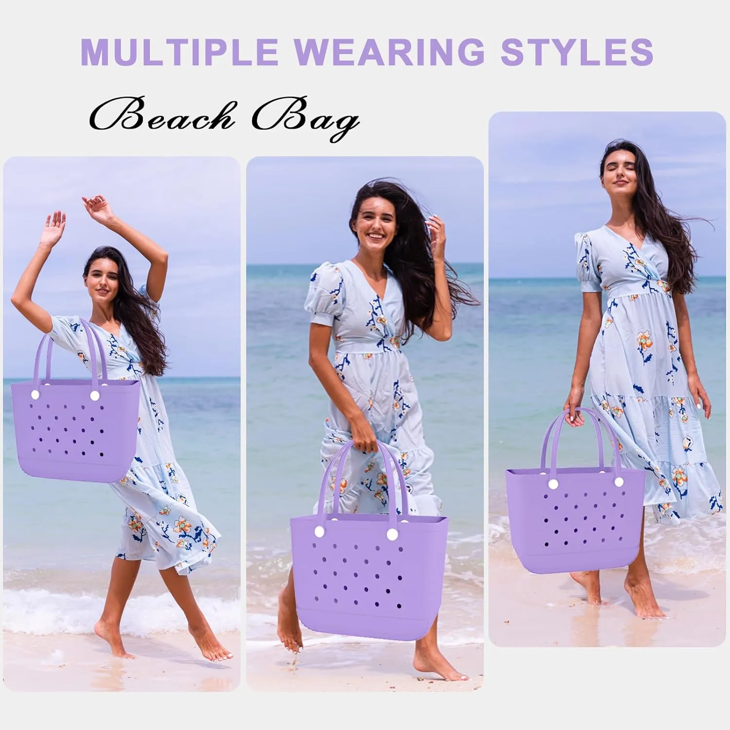 X-Large Rubber Beach Bag Tote Waterproof Tote Bag with Zipper Pocket Modern Travel Tote Bag Sports Beach