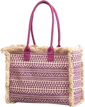 XXGJOALD-Bohemian Vintage Canvas Tote Bag Large Capacity Zipper Shoulder Bag and Handbag for Women Summer (Color-6)