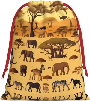 XZDZDG African grassland animals Soft Plush Drawstring Storage Bag for Festivals and Everyday Use
