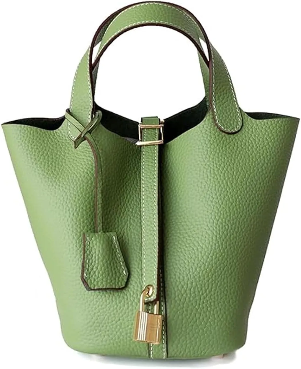 Yatoga Top Handle Satchel Genuine Leather Lock Design Bucket Bag Vegetable Basket, Fashionable and Versatile Shoulder Handbag