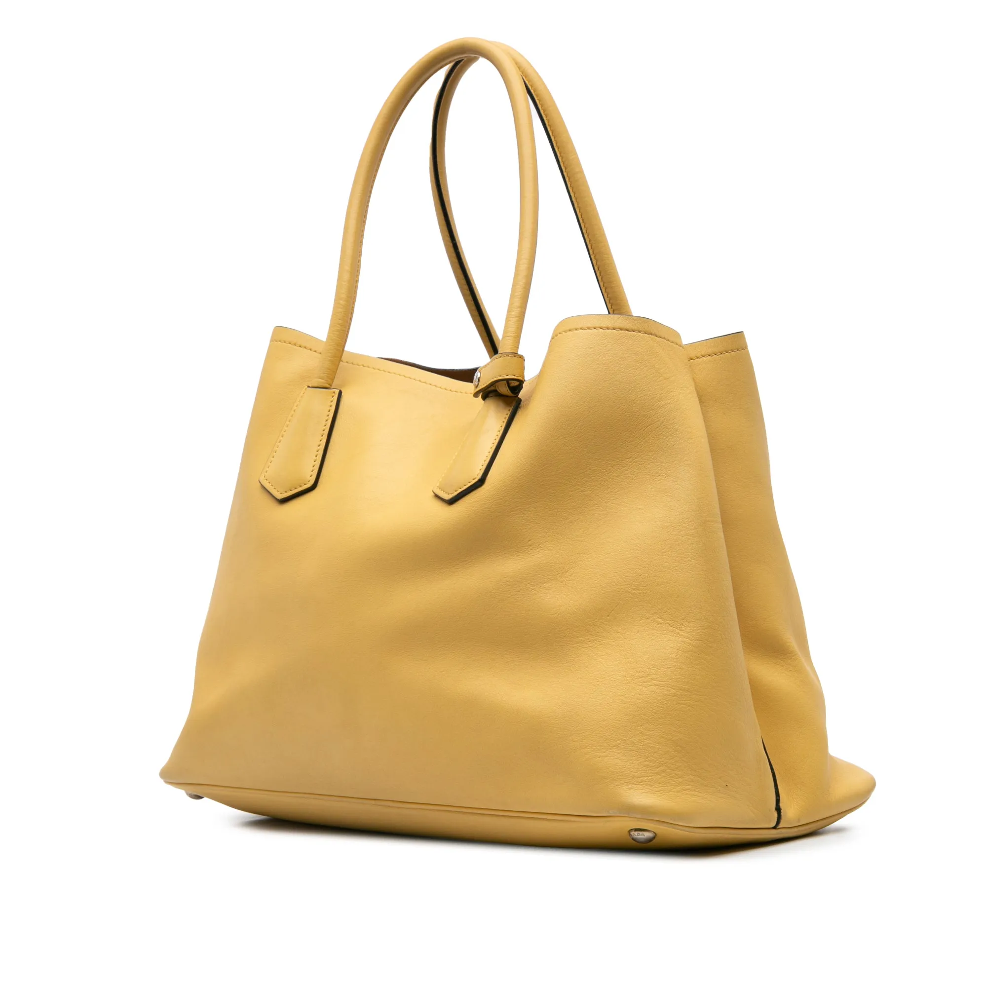 Yellow Prada Large City Calf Double Satchel
