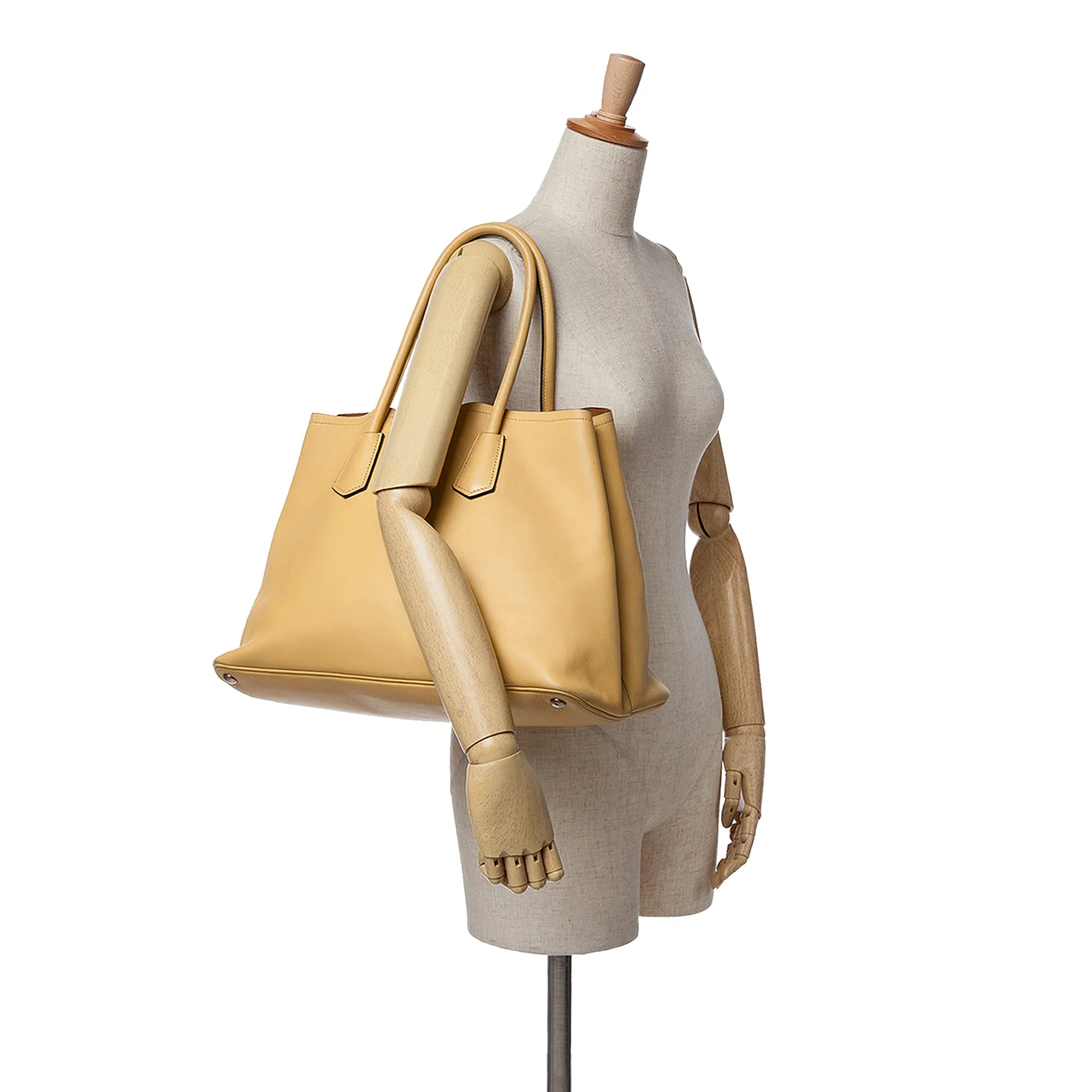 Yellow Prada Large City Calf Double Satchel
