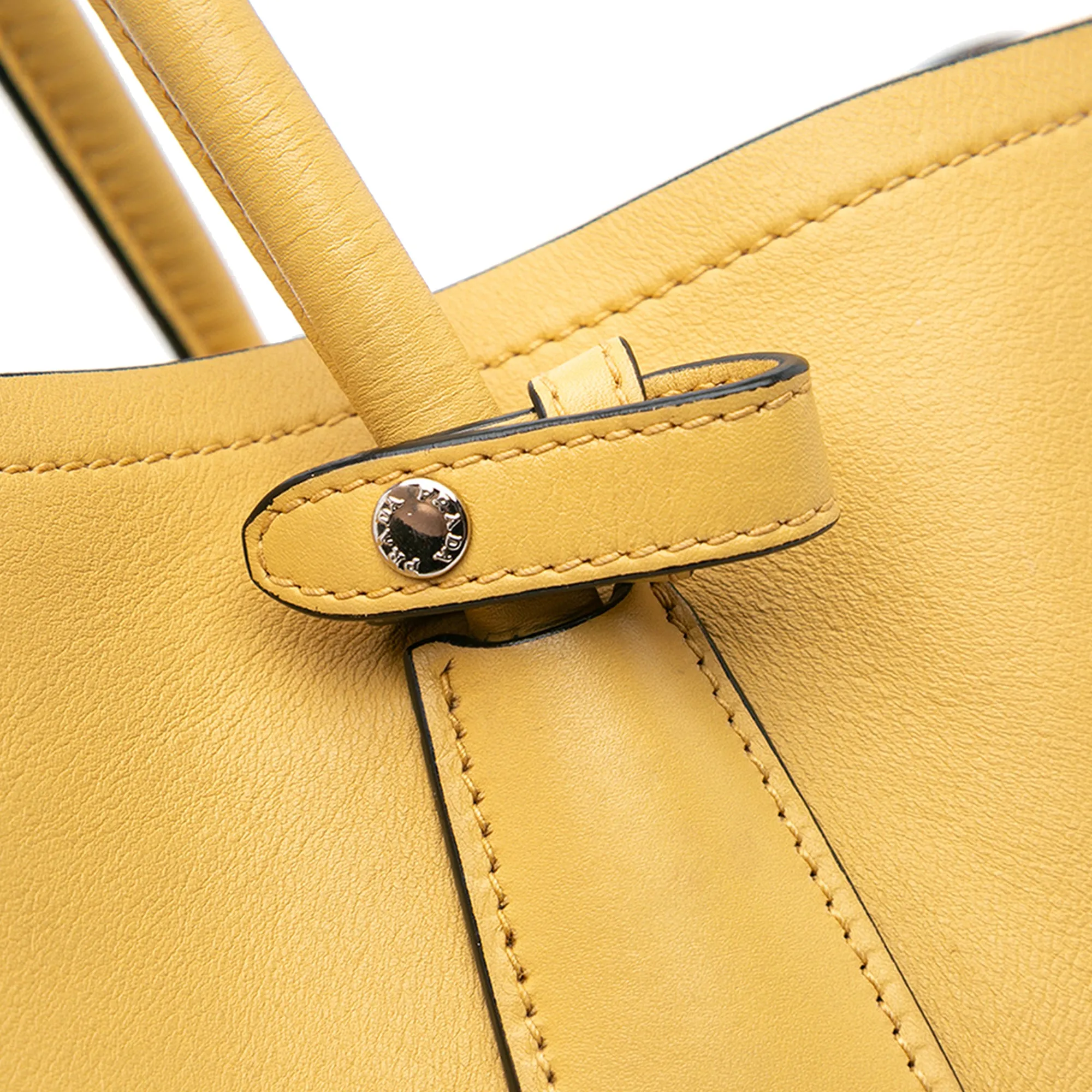Yellow Prada Large City Calf Double Satchel
