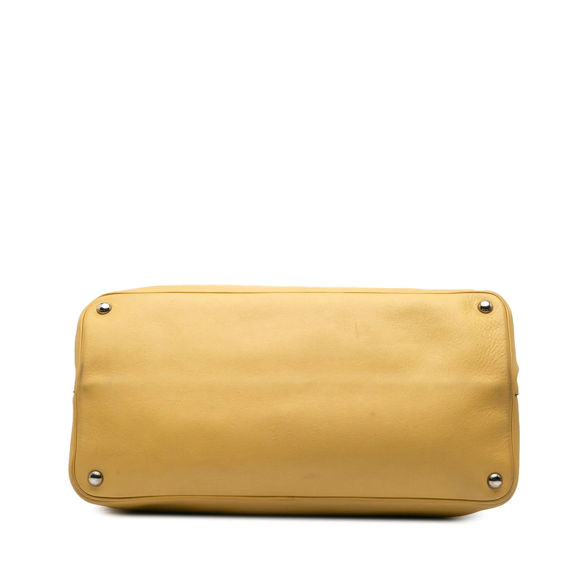 Yellow Prada Large City Calf Double Satchel