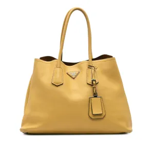 Yellow Prada Large City Calf Double Satchel