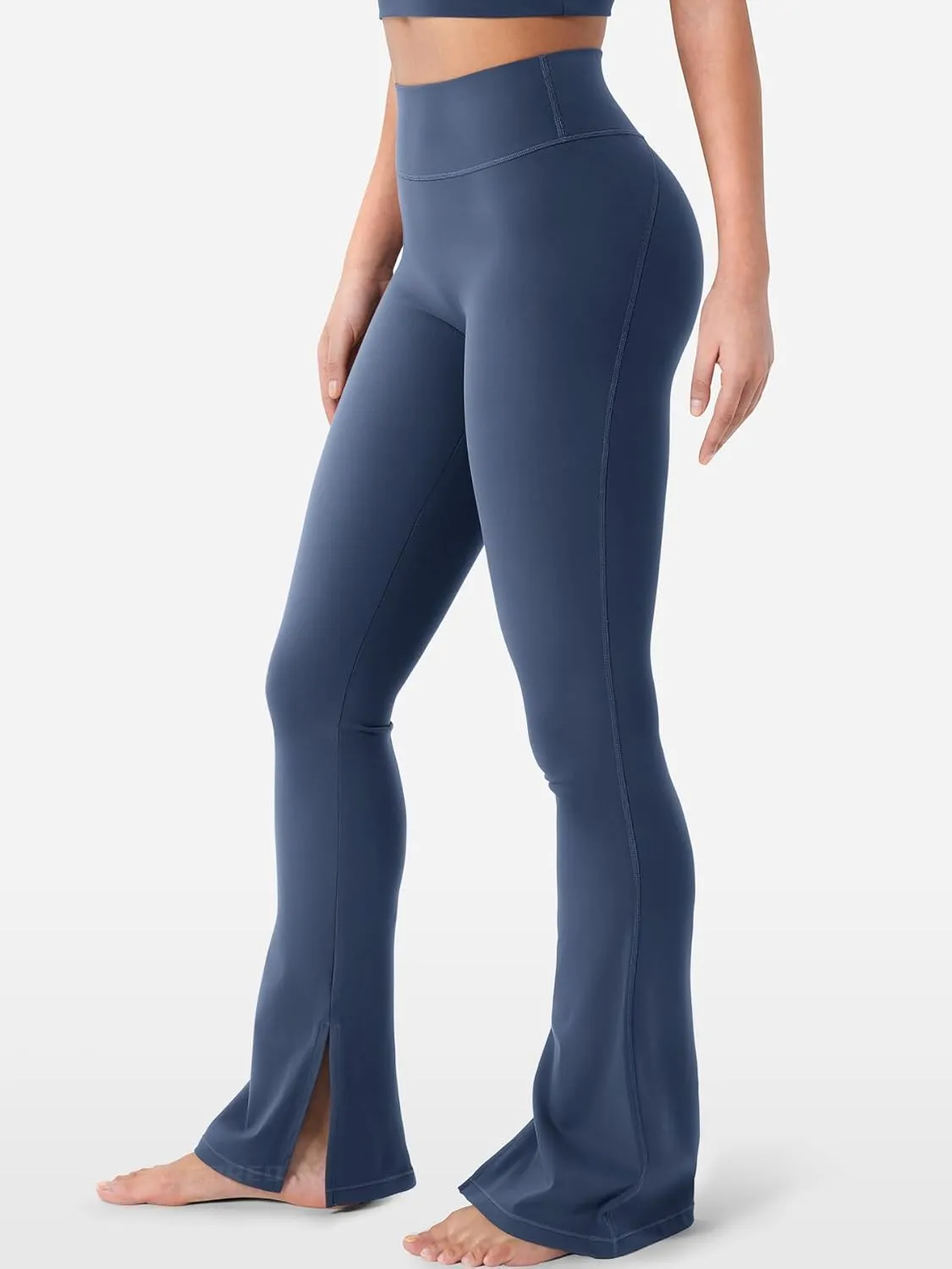 YEOREO Flare Split Hem Leggings for Women Tummy Control Workout Leggings Nasreen Hidden Scrunch Bootcut Gym Yoga Pants