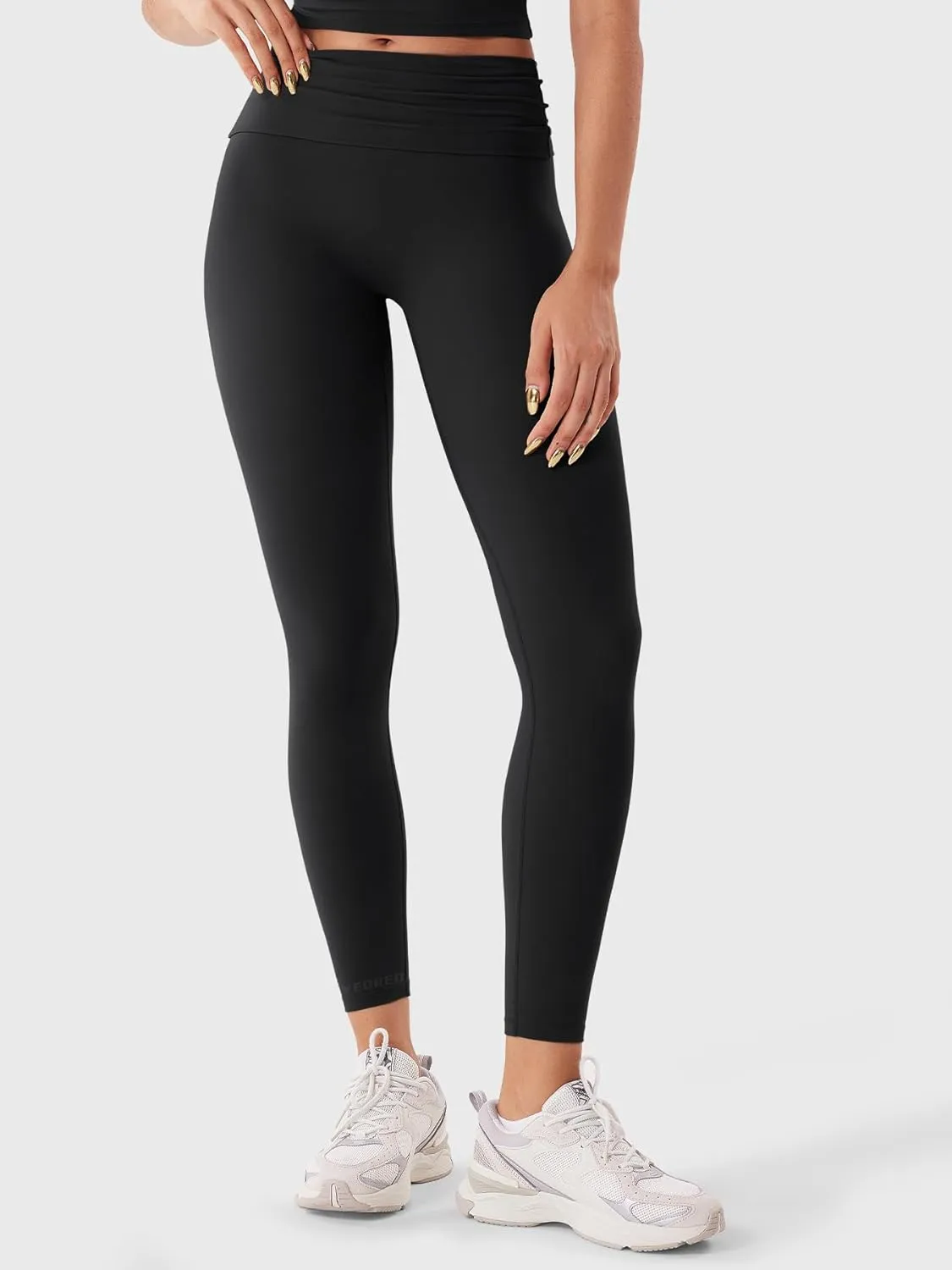 YEOREO Romola Fold Over Waist Yoga Leggings for Women Buttery Soft Hidden Scrunch Butt Lifting Workout Tights