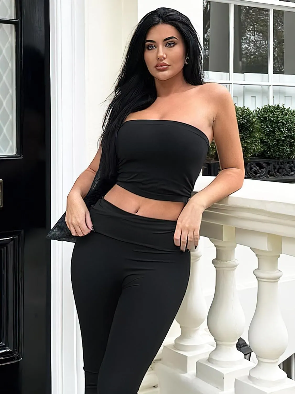 YEOREO Romola Fold Over Waist Yoga Leggings for Women Buttery Soft Hidden Scrunch Butt Lifting Workout Tights