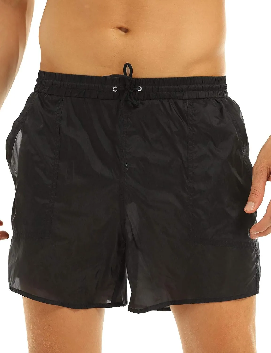 YiZYiF Men's See Through Beach Shorts Underwear Swim Trunks Watershort Lounge Pants