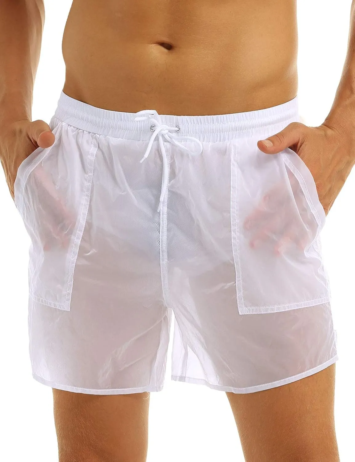 YiZYiF Men's See Through Beach Shorts Underwear Swim Trunks Watershort Lounge Pants