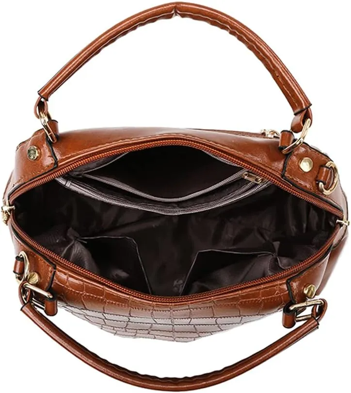 Yohora Women's Handbags Designer Shoulder Bag Leather Crossbody Satchel Crocodile Pattern Top Handle Bag