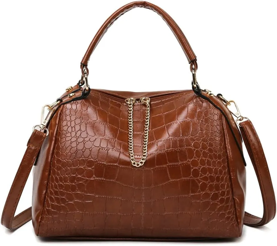 Yohora Women's Handbags Designer Shoulder Bag Leather Crossbody Satchel Crocodile Pattern Top Handle Bag