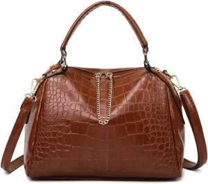 Yohora Women's Handbags Designer Shoulder Bag Leather Crossbody Satchel Crocodile Pattern Top Handle Bag