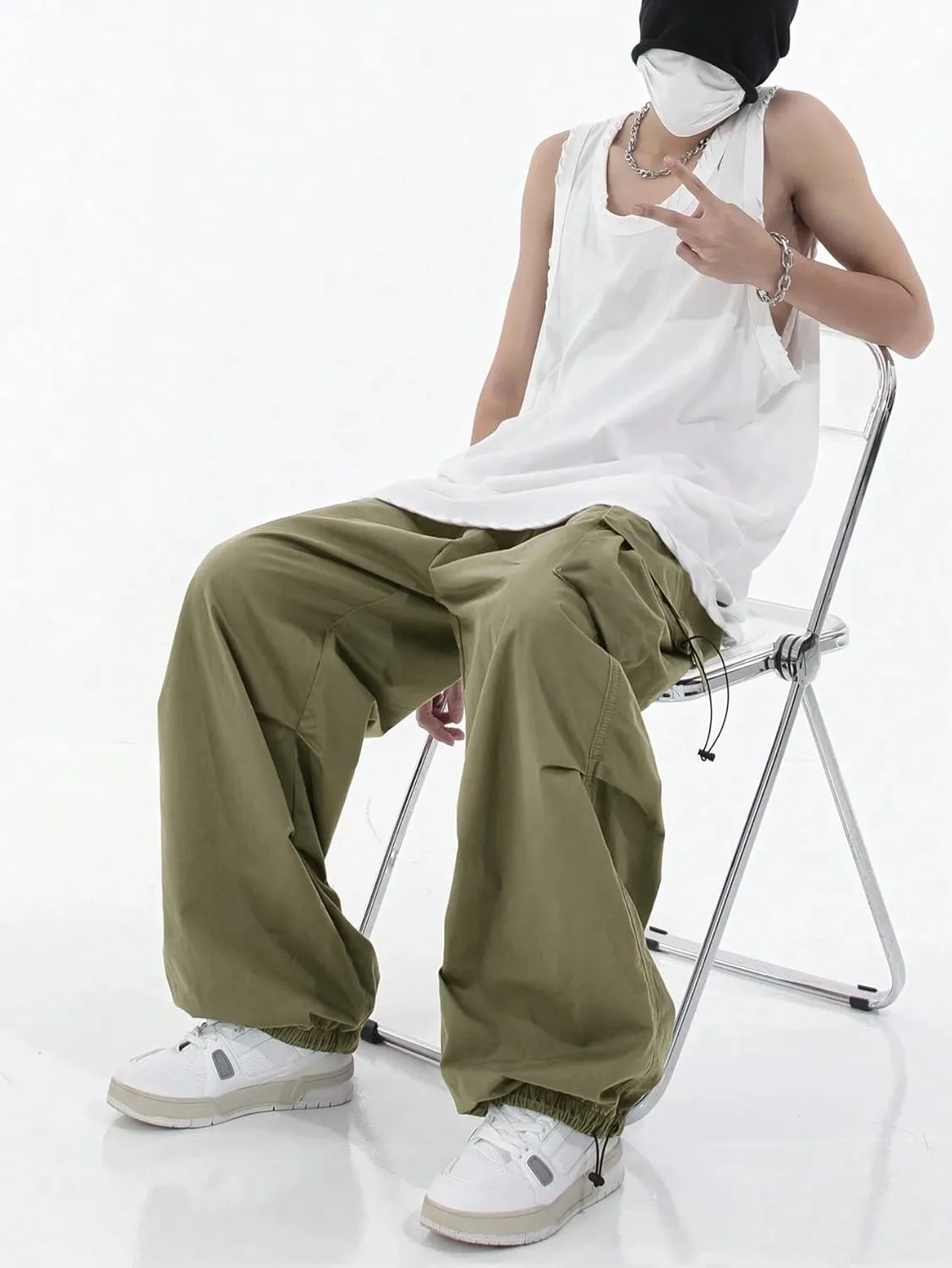 ZAFUL Men's Harem Pants Casual Cargo Pants Lightweight Quick Dry Travel Pants for Beach Yoga Hiking Festivals Streetwear