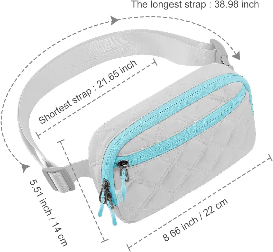 ZINZ Fanny Packs Waist Belt Bags for Travel and Daily Use, Crossbody Bum Hip Bag for Women and Men,Gray Blue