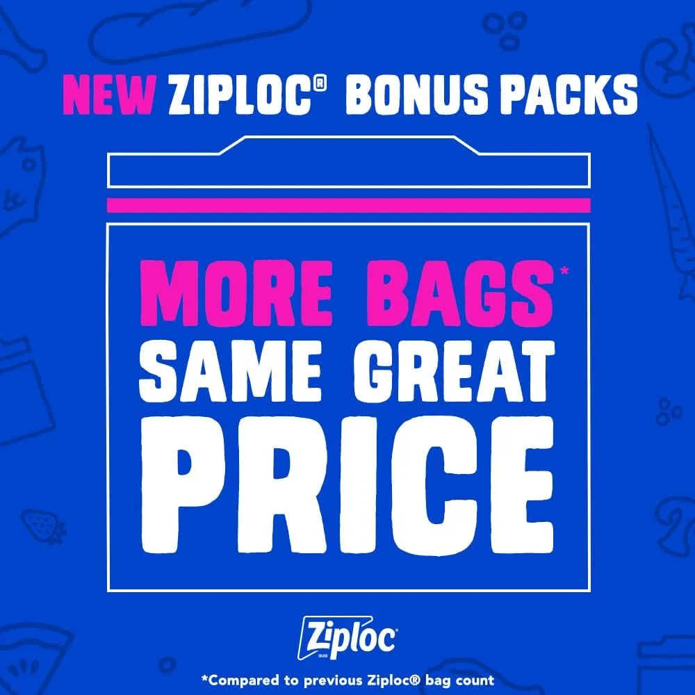 Ziploc Gallon Food Storage Bags, Stay Open Design with Stand-Up Bottom, Easy to Fill, 81 Count