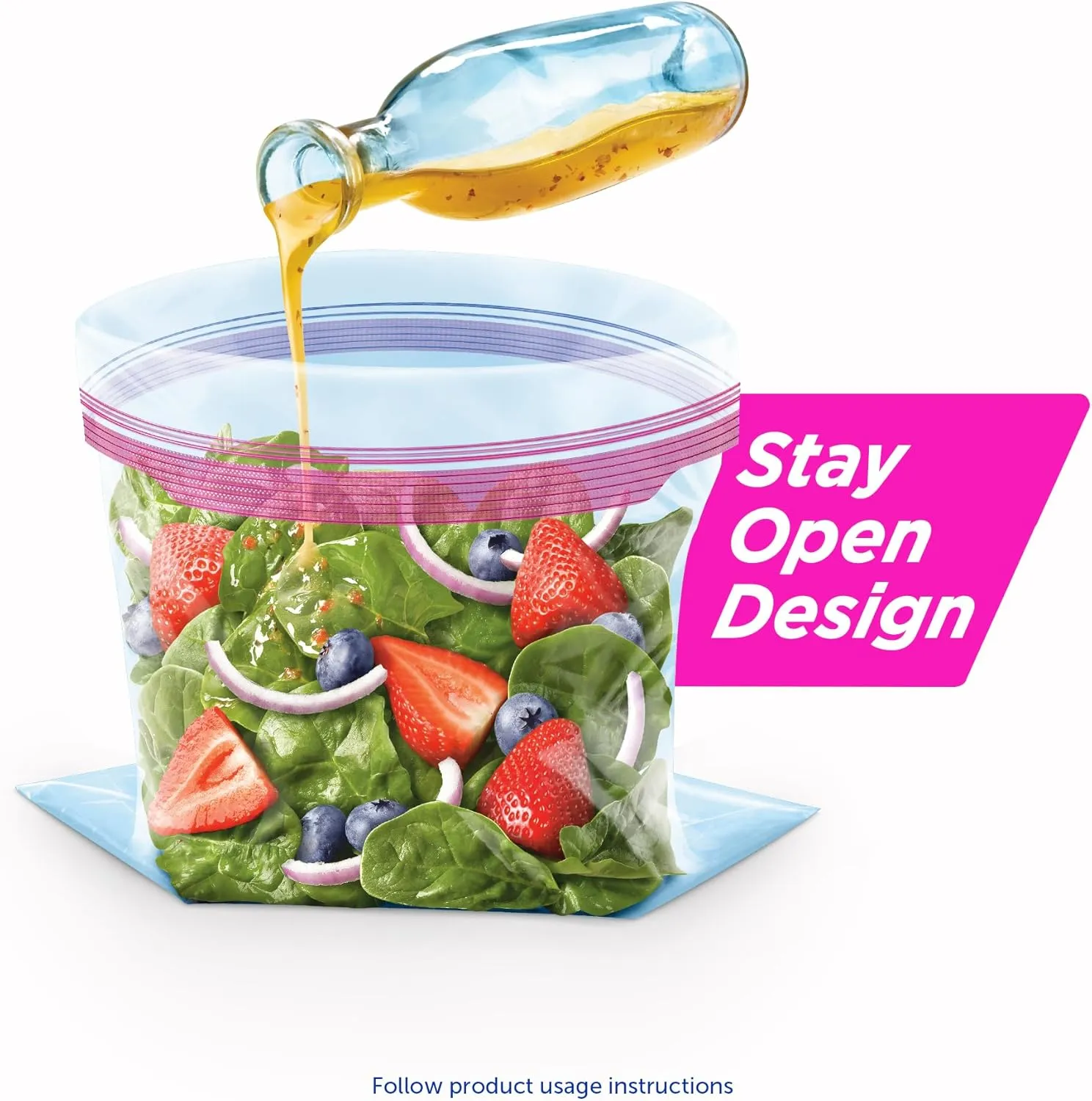 Ziploc Gallon Food Storage Bags, Stay Open Design with Stand-Up Bottom, Easy to Fill, 81 Count