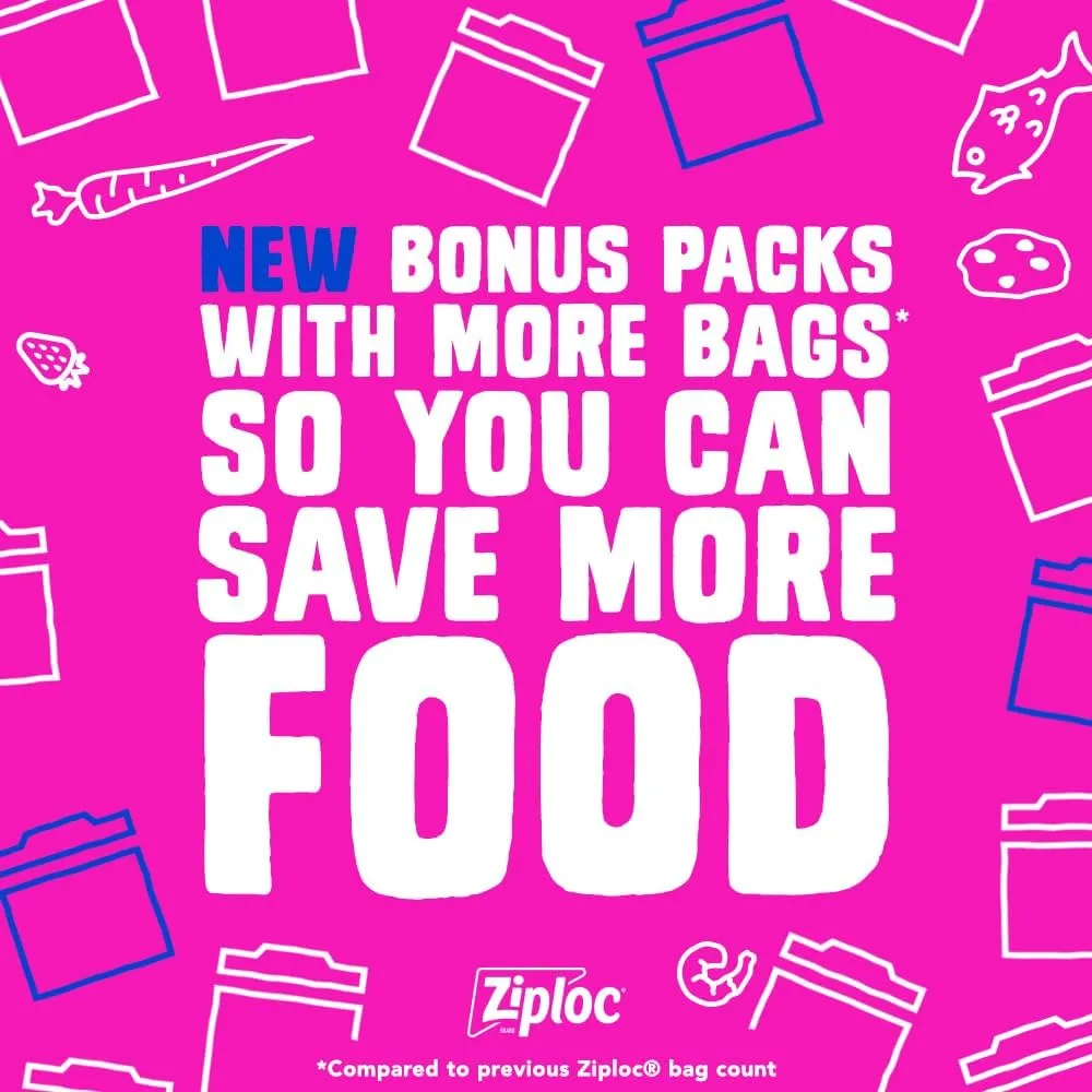 Ziploc Gallon Food Storage Bags, Stay Open Design with Stand-Up Bottom, Easy to Fill, 81 Count