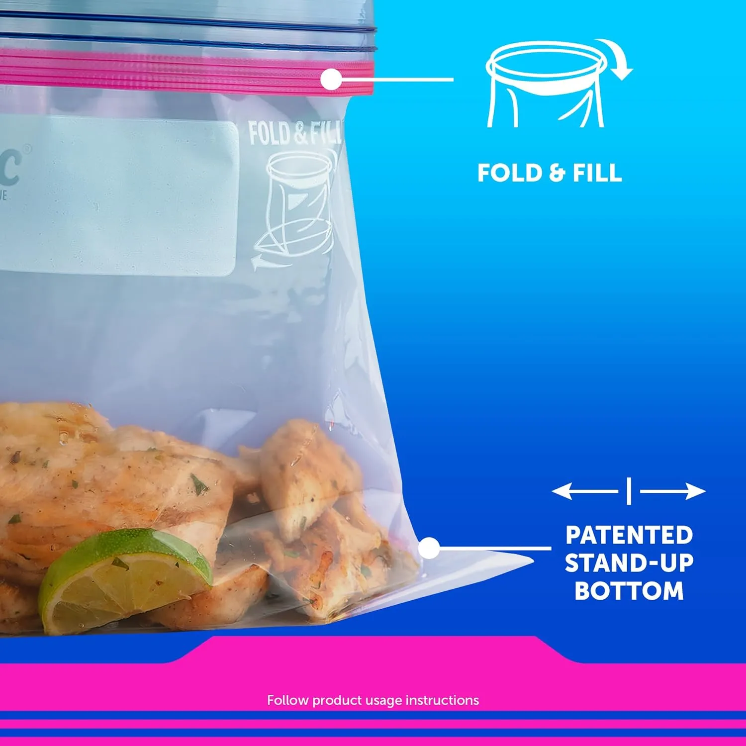 Ziploc Gallon Food Storage Bags, Stay Open Design with Stand-Up Bottom, Easy to Fill, 81 Count