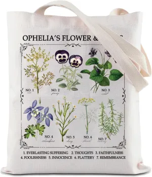 ZJXHPO Flower Tote Bag Herbology Floral Reusable Grocery Shopping Bag Poet Literature Shoulder Bag Bookish Handbag