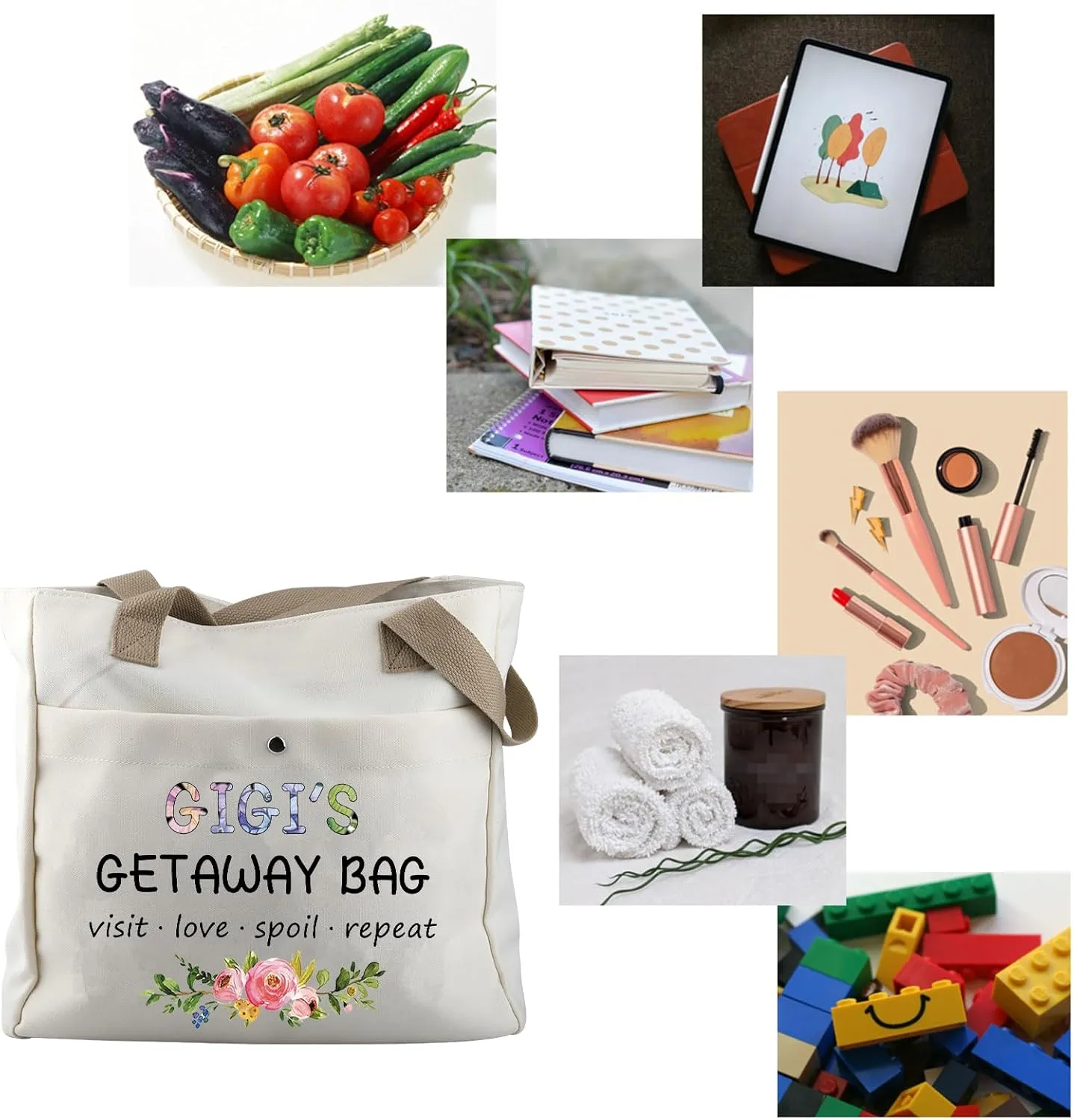 ZJXHPO Mothers Day Gift For Nana Grammy Mimi Gigi Mamaw Nonnie Yaya Gaga Mema Grandma Tote Bag Grandmother Appreciation Gift