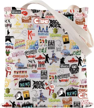 ZJXHPO Musical Tote Bag Theater Reusable Grocery Tote Bag Musical Lover Gift Shoulder Bag