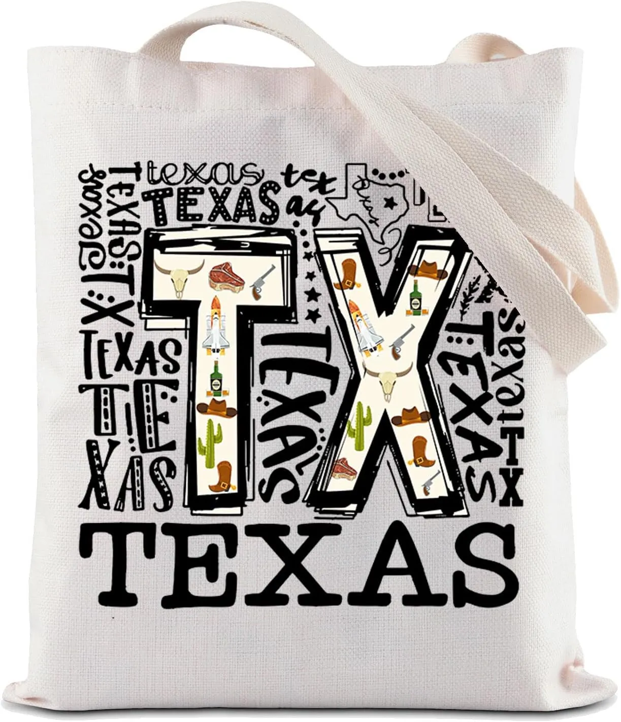ZJXHPO Texas Trip Tote Bag Texas State Travel Gift Texas Souvenir Texas Vacation Shopping Bag Texas Themed Gift (TX Tote)