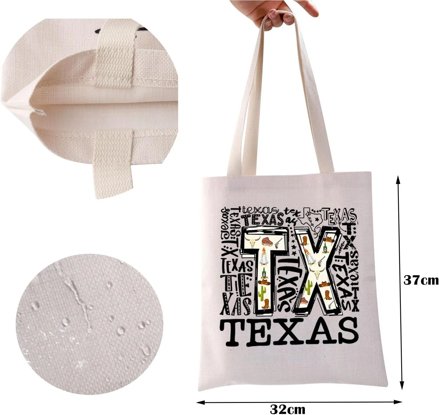 ZJXHPO Texas Trip Tote Bag Texas State Travel Gift Texas Souvenir Texas Vacation Shopping Bag Texas Themed Gift (TX Tote)