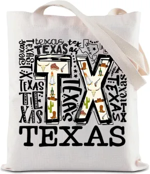 ZJXHPO Texas Trip Tote Bag Texas State Travel Gift Texas Souvenir Texas Vacation Shopping Bag Texas Themed Gift (TX Tote)
