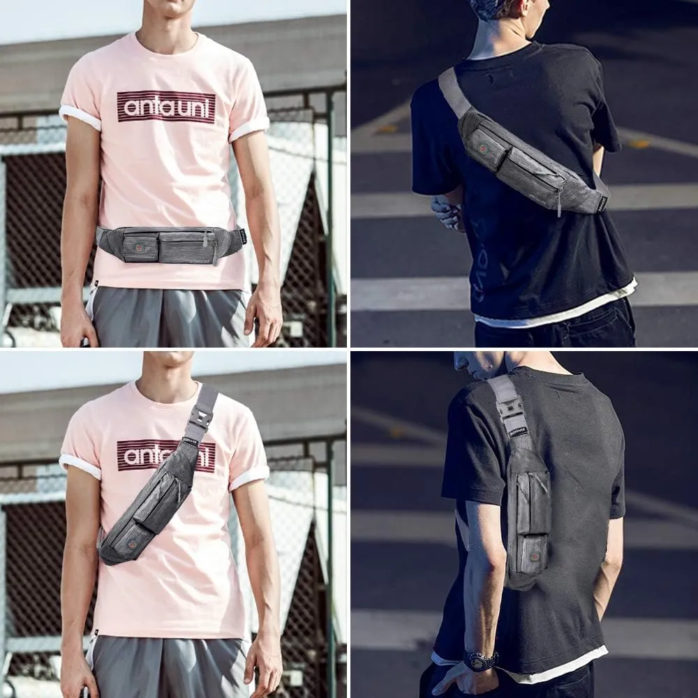 ZOMAKE Small Crossbody Fanny Pack for Women Men, Runner Belt Bag with Adjustable Strap, Water Resistant Waist Bag for Running