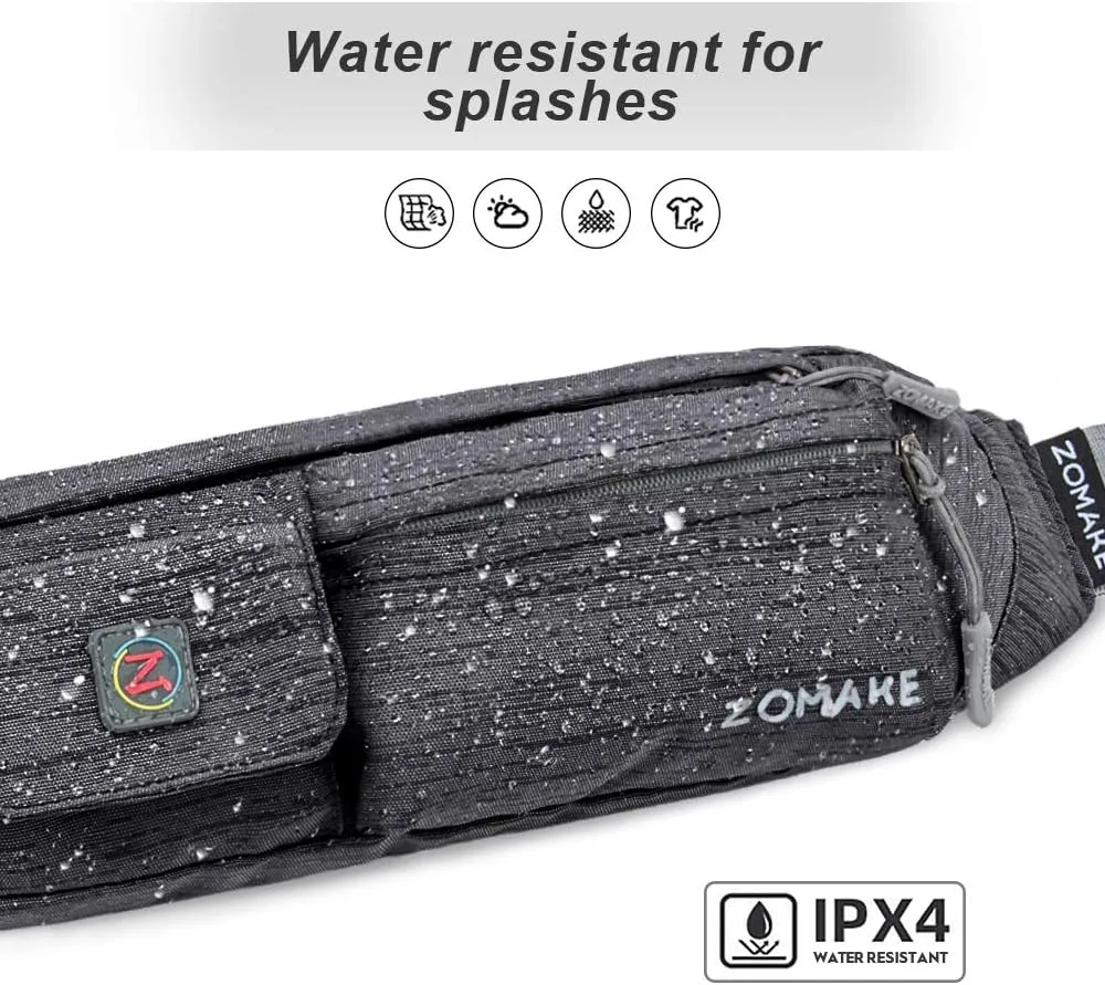 ZOMAKE Small Crossbody Fanny Pack for Women Men, Runner Belt Bag with Adjustable Strap, Water Resistant Waist Bag for Running